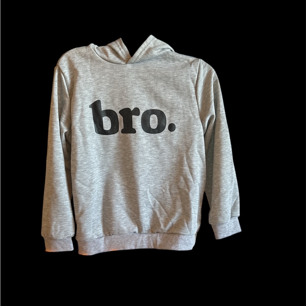 SHEIN Light Gray Hoodie with 'bro.' Brand New!